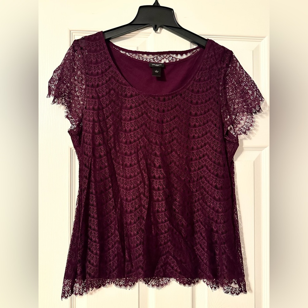 Ann Taylor Deep Purple Lace Blouse